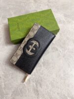 Gucci精品仿製男士長款錢包GG Supreme帆布互扣雙G時尚配飾