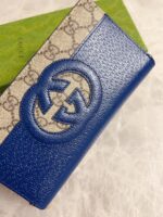 Gucci復刻版男士長款錢包GG Supreme帆布互扣雙G時尚配飾