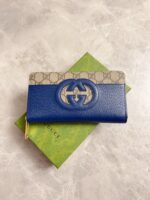 Gucci復刻版男士長款錢包GG Supreme帆布互扣雙G時尚配飾