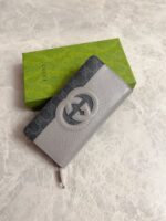Gucci頂級原單男士長款錢包GG Supreme帆布互扣雙G經典配飾