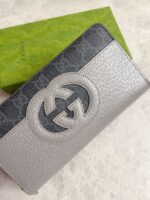 Gucci頂級原單男士長款錢包GG Supreme帆布互扣雙G經典配飾