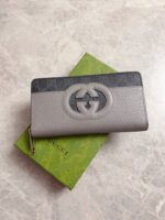 Gucci頂級原單男士長款錢包GG Supreme帆布互扣雙G經典配飾