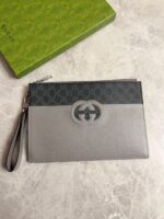 Gucci 男士手包 723320 GG Supreme帆布 鏤空互扣式雙G細節 高端原單