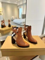 Burberryy博柏利一比一仿版格紋靴焦糖色高跟經典款