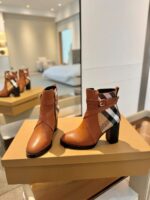 Burberryy博柏利一比一仿版格紋靴焦糖色高跟經典款