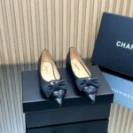 Chanel香奈兒高仿黑色25SS山茶花單鞋 瑪麗珍方頭 平底舒適百搭