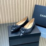 Chanel香奈兒高仿黑色25SS山茶花單鞋 瑪麗珍方頭 平底舒適百搭