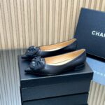 Chanel香奈兒高仿黑色25SS山茶花單鞋 瑪麗珍方頭 平底舒適百搭
