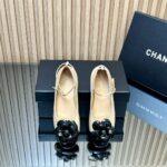 Chanel香奈兒高仿米白色25SS山茶花單鞋 瑪麗珍方頭 平底舒適百搭