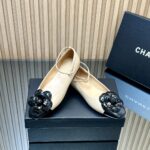 Chanel香奈兒高仿米白色25SS山茶花單鞋 瑪麗珍方頭 平底舒適百搭