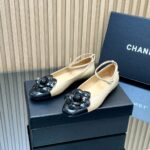 Chanel香奈兒高仿米白色25SS山茶花單鞋 瑪麗珍方頭 平底舒適百搭