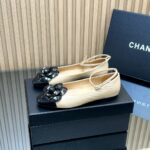 Chanel香奈兒高仿米白色25SS山茶花單鞋 瑪麗珍方頭 平底舒適百搭