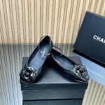 Chanel香奈兒高仿黑色25SS山茶花單鞋 瑪麗珍方頭 平底百搭舒適