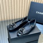 Chanel香奈兒高仿黑色25SS山茶花單鞋 瑪麗珍方頭 平底百搭舒適