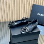 Chanel香奈兒高仿黑色25SS山茶花單鞋 瑪麗珍方頭 平底百搭舒適