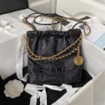 Chanel香奈兒高仿AS3980 mini22顆粒皮迷你包經典黑色鏈條