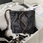 Chanel香奈兒高仿AS3980 mini22顆粒皮迷你包經典黑色鏈條