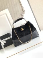 CHANEL香奈兒高仿經典拼色托特包黑金鏈條菱格紋法式優雅AS5634