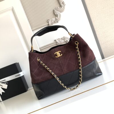 CHANEL香奈兒高仿經典拼色托特包金鏈條菱格紋法式時尚AS5634