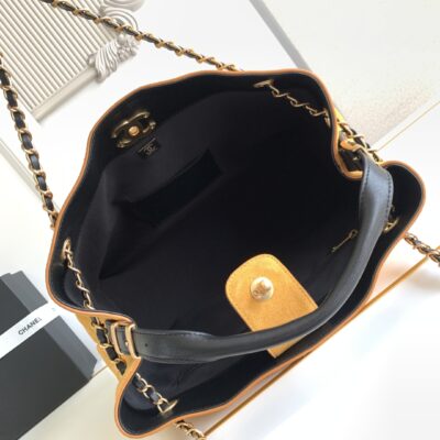 CHANEL香奈兒高仿經典拼色托特包金鏈條菱格紋法式典雅