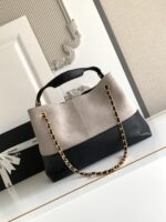 CHANEL香奈兒A貨經典拼色托特包黑金鏈條菱格紋時尚大方AS5634