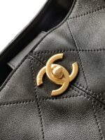 CHANEL香奈兒高仿經典拼色托特包黑金鏈條百搭菱格紋法式優雅AS5634