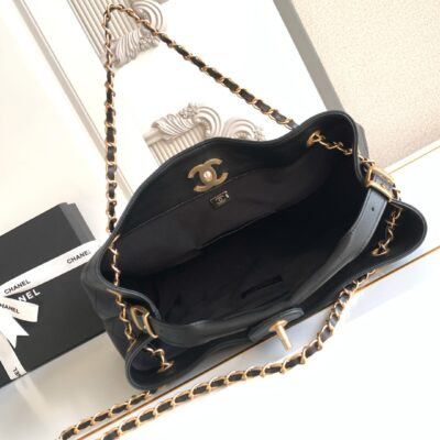 CHANEL香奈兒高仿經典拼色托特包黑金鏈條百搭菱格紋法式優雅AS5634
