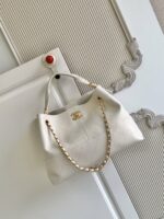 CHANEL香奈兒一比一拼色托特包白色金鏈條菱格紋法式時尚大容量AS5634