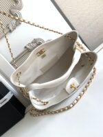 CHANEL香奈兒一比一拼色托特包白色金鏈條菱格紋法式時尚大容量AS5634