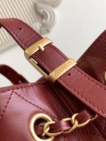 CHANEL香奈兒原單枣紅色拼色托特包金鏈條菱格紋法式優雅AS5634