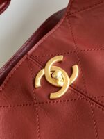 CHANEL香奈兒原單枣紅色拼色托特包金鏈條菱格紋法式優雅AS5634