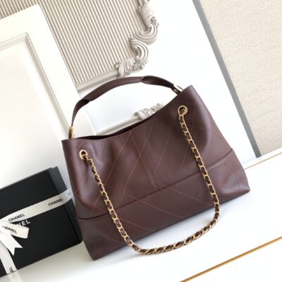 CHANEL香奈兒高仿拼色托特包金鏈條菱格紋經典法式優雅AS5634