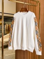 Burberry Vintage格紋拼接棉質寬鬆衛衣 白色 男女同款
