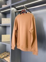 Burberry卡其微標格紋拼接棉質圓領衛衣 男女同款