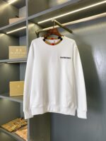 Burberry白色微標格紋拼接棉質圓領衛衣 男女同款