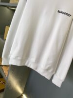 Burberry白色微標格紋拼接棉質圓領衛衣 男女同款