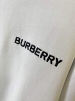 Burberry白色微標格紋拼接棉質圓領衛衣 男女同款