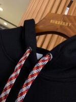 Burberry原單黑色倫敦微標刺繡棉質連帽衛衣 男女同款