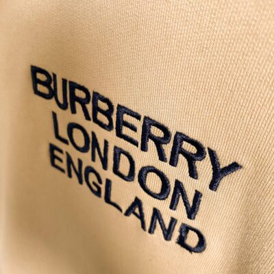 Burberry原單卡其色倫敦微標刺繡棉質連帽衛衣 男女同款