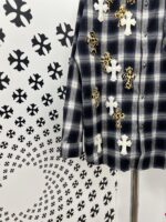 克羅心 真皮貼皮十字架格子襯衫 男士潮流休閒襯衣 定制面料 完美細節還原