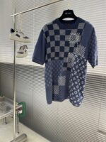 路易威登高仿25SS棉質短袖圓領衫 Damier Monogram拼接 精品復刻
