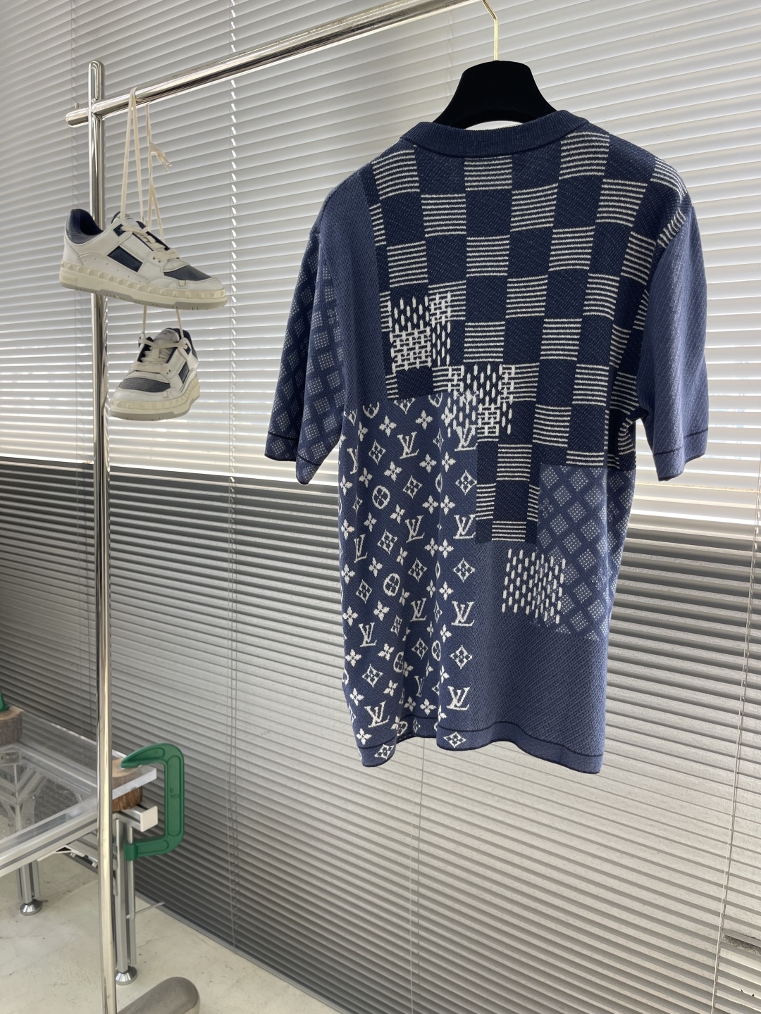 路易威登高仿25SS棉質短袖圓領衫 Damier Monogram拼接 精品復刻
