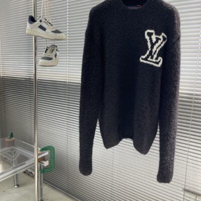 路易威登高仿撞色標識針織衫 摩登羊毛混紡