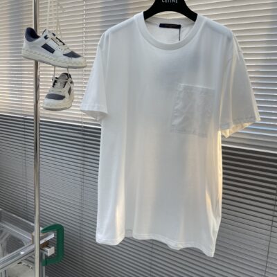 LV 高仿 白色 25SS MONOGRAM 錦綸嵌飾T恤 男女同款