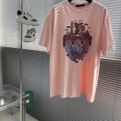 LV原單龍蝦刺繡圓領短袖夏季潮流男女同款法國奢華新品