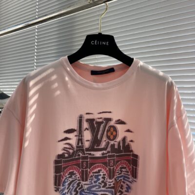 LV原單龍蝦刺繡圓領短袖夏季潮流男女同款法國奢華新品