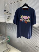 LV复刻藍色龍蝦刺繡圓領短袖時尚百搭2025新品法國奢華