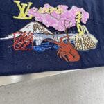 LV复刻藍色龍蝦刺繡圓領短袖時尚百搭2025新品法國奢華