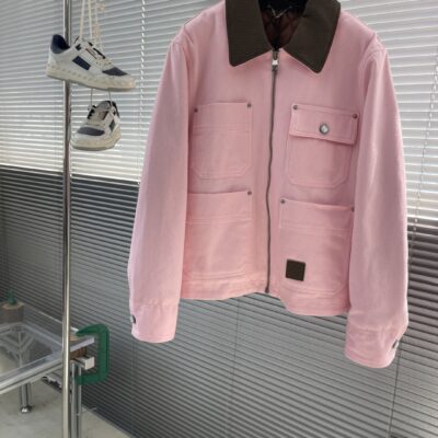 LV高仿櫻花色工裝束腰夾克潮流百搭春秋男女同款精品復刻