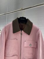 LV高仿櫻花色工裝束腰夾克潮流百搭春秋男女同款精品復刻
